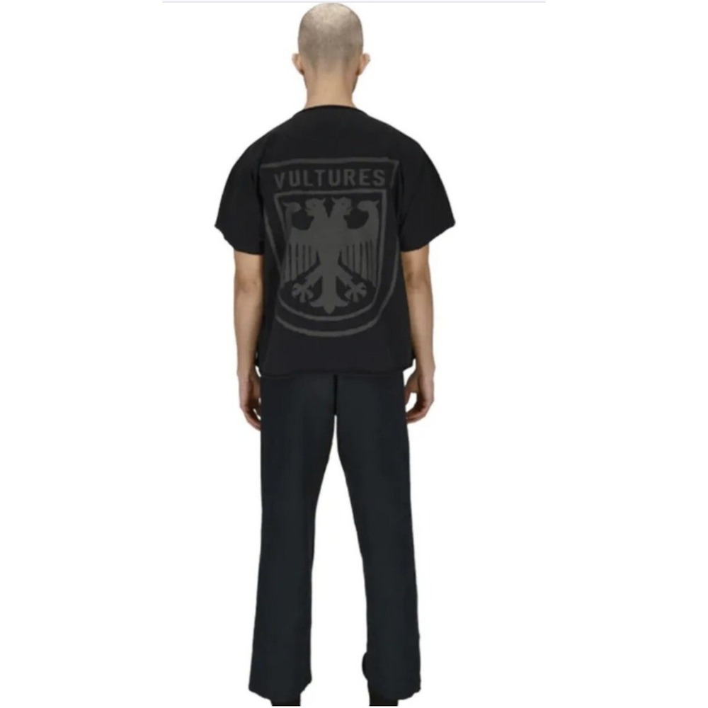 Yeezy Vultures T-Shirt Men Size 2 Black Boxy Oversize Raw Edge Minimalist Luxury